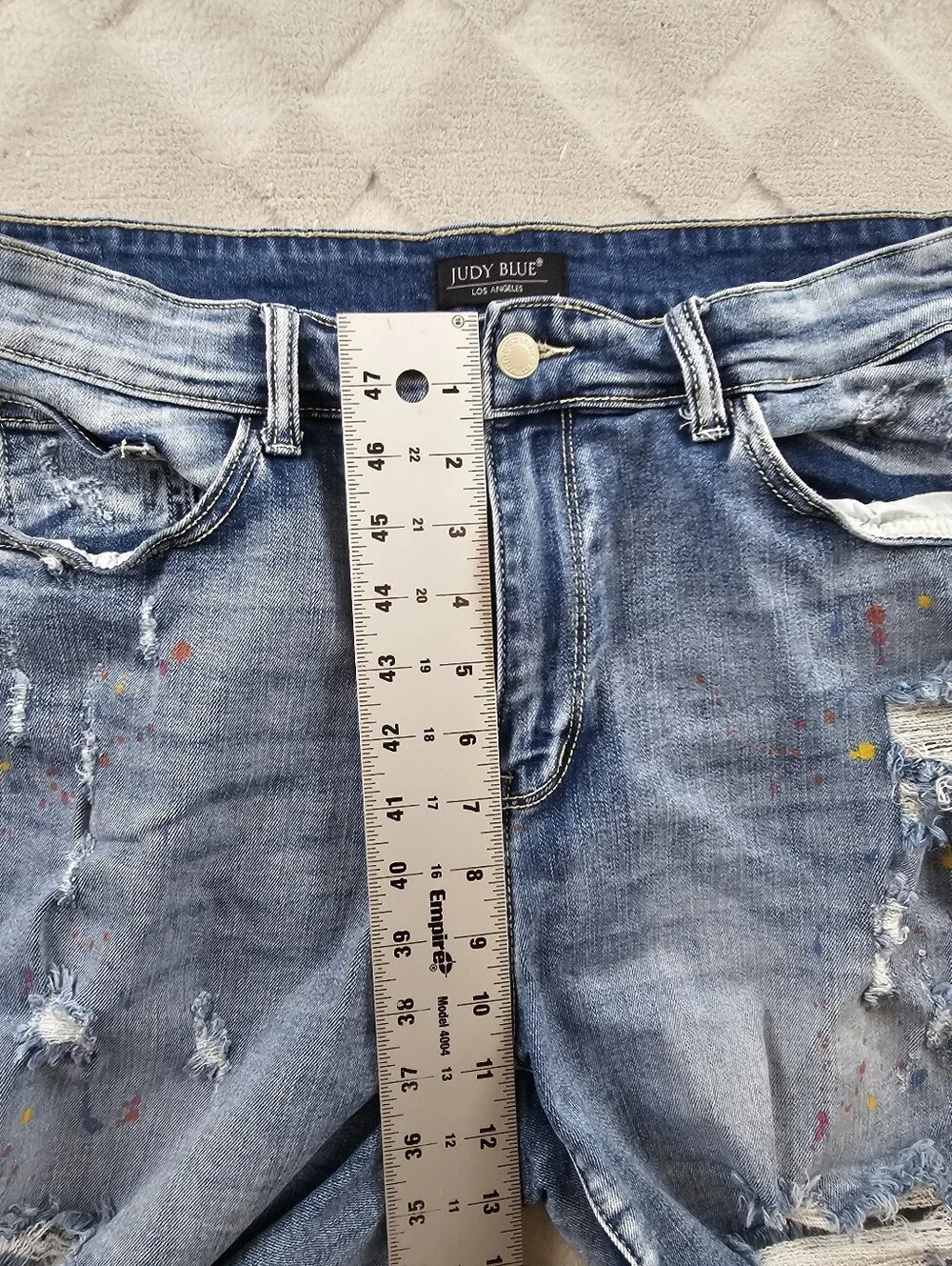 Judy Blue Paint Splatter Jean Short Womens 1XL Blue Stretch Denim
